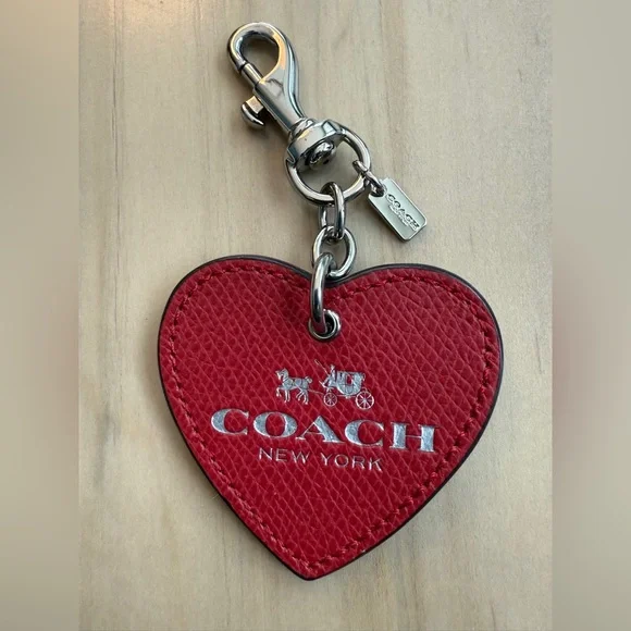 COACH Leather Heart Bag Charm & Keychain | Red / Silver | EUC - Picture 6 of 6